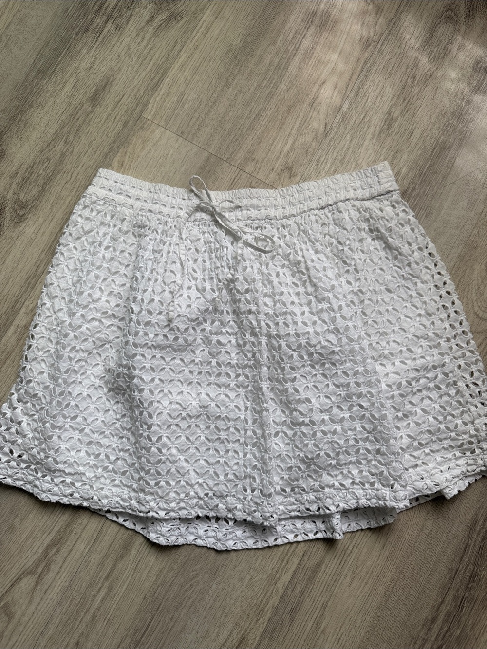 Madewell White Eyelet Drawstring Skirt with pockets